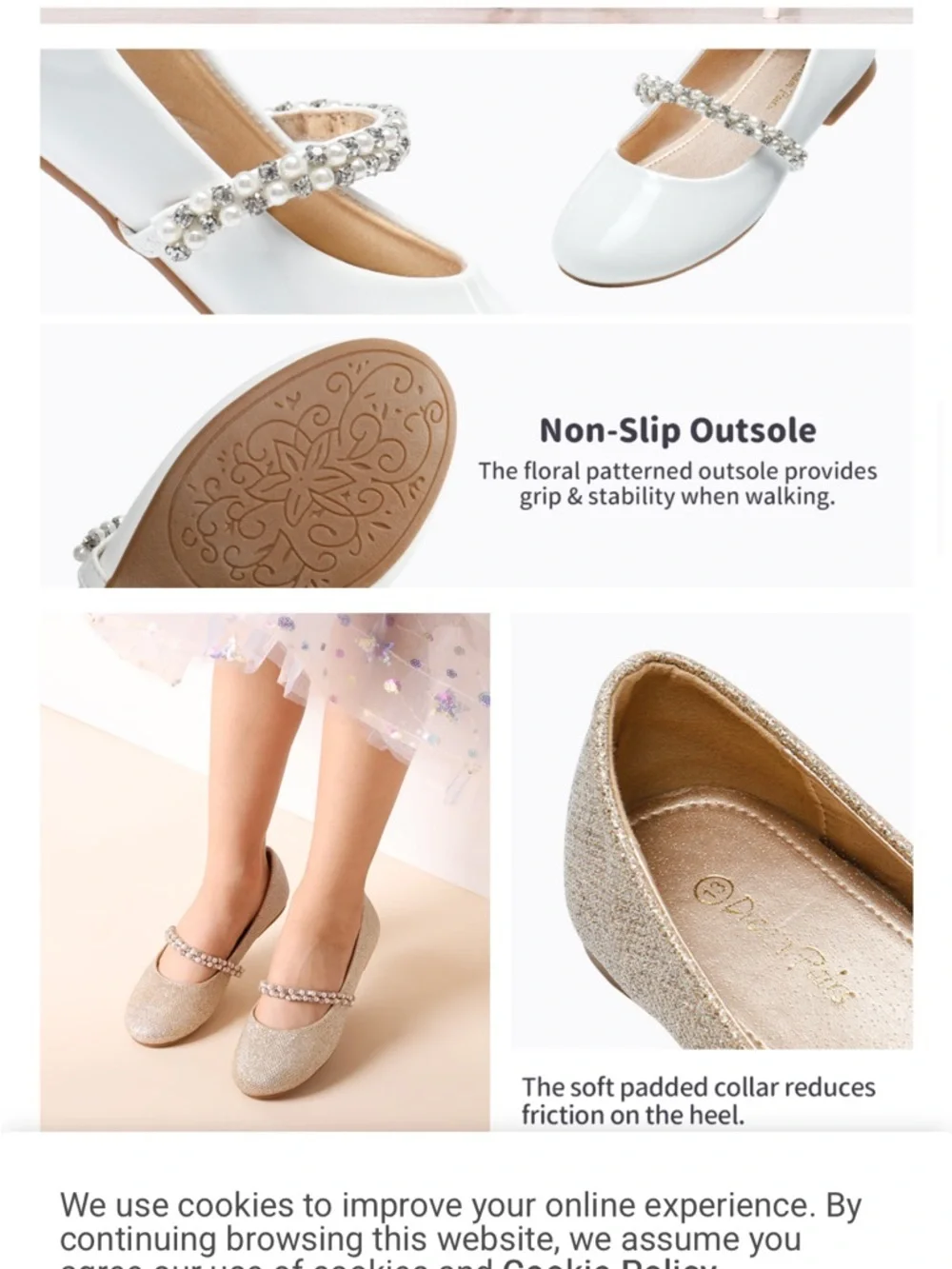 NIB DREAM PAIRS White Patent Leather Girls Mary Jane with Beaded Strap